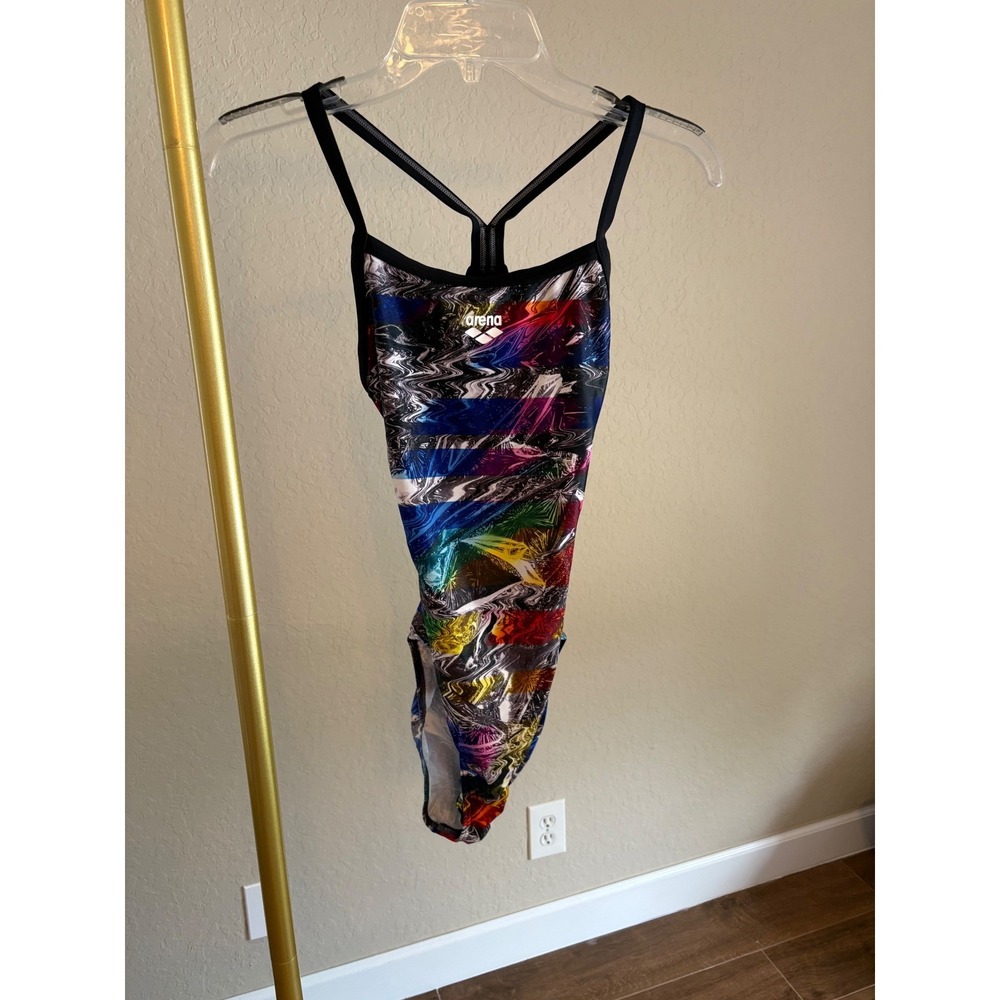 Arena Iridescent Stripe Challenge Back One Piece Swimsuit Multi Color Size 30